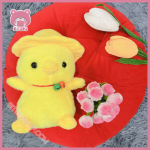 B2BGB0001 - Gấu bông đội mũ vàng nơ, đeo chuông M28 - 25cm 1